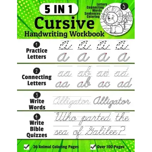 Cursive Handwriting Workbook: 5-in-1 Cursive Handwriting Practice Books Beginning to Master For Kids: Tracing Letters, Connecting Cursive Letters, W